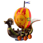 0049715  Хохолома  БРАТИНА-ЛАДЬЯ "ВАРЯГИ"  с ковшиками