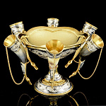 архив11400  Винный набор "Гостеприимство" ЧАША +6 РОЖКОВ Серебро Авторская работа 