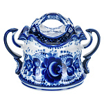 0074886/№3 Гжель Сахарница "Утро №3" Малая 10*13см Авт. Алехин С.С.