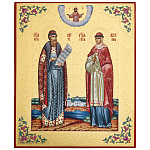 0074282 ИКОНА рукописная "ПЕТР И ФЕВРОНИЯ"сусальное золото,чеканка 20*24см