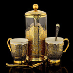 26315 Златоуст ЗАВАРОЧНИК +2 чашки+2 ложки (фарфор) в П/У (97)