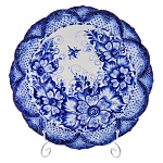  Гжель БЛЮДО "ЦВЕТЫ/БАБОЧКА №3 "  Авт.работа.