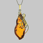 723026/4,27г  Серебро 925* ПОДВЕСКА вст.Янтарь р/п