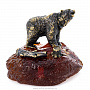 Скульптура на подставке из янтаря "Медведь на опушке", фотография 1. Интернет-магазин ЛАВКА ПОДАРКОВ