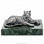 Статуэтка из серебра 925* на каменной подставке "Лежащий тигр", фотография 1. Интернет-магазин ЛАВКА ПОДАРКОВ