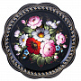 Поднос с авторской росписью "Цветы на черном фоне" 30 см, фотография 1. Интернет-магазин ЛАВКА ПОДАРКОВ