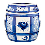 Медовница фарфоровая с росписью "Бочонок". Гжель