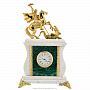 Часы каминные из малахита с мрамором "Георгий Победоносец", фотография 3. Интернет-магазин ЛАВКА ПОДАРКОВ