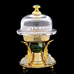 0015106/П Златоуст ИКОРНИЦА "Три рыбки " Нефрит, Золото, Никель  в П/У (113829)