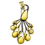 0049998/2111.4 Брошь Павлин ажурный (белый)