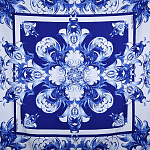  Сувенирный платок ГЖЕЛЬ 90*90см состав:шелк30% вискоза70% МД НиныРучкиной