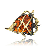 0045312/1433.4 Брошь Рыбка Дори (коньячный)