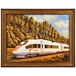 Картина янтарная "Поезд Сапсан" 30х40 см