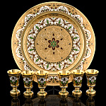 0051764 Златоуст НАБОР РЮМОК на блюде 6 персон  2804/6