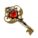 Брошь с янтарем "Ключик"