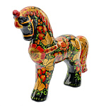 0027053 Хохлома статуэтка "КОНЬ ПОДАРОЧНЫЙ" h=28см  цвета в ассортименте 