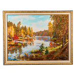 Картина янтарная "На берегу реки" 60х80 см