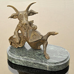 8977 Бронза Скульптура "Коза"  Восточный календарь