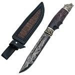 0090166 Оружие сувенирное Нож "Медведь" дамаск, дерево, никель, в П/У