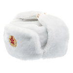 0029724-БЕЛАЯ Сувенир ШАПКА УШАНКА армейская с кокардой 