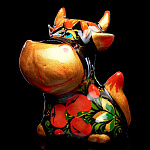 0066332 Хохлома СИМВОЛ ГОДА 2021 Бык"Федя" 7*9 см (фарфор)