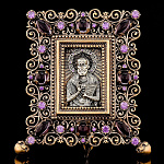  /6,7*5,2см Юв. Миниатюра Икона "Николай Чудотворец" Бронза, Фианиты