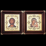 3960/БМ Казанская Златоуст ИКОНА ВЕНЧАЛЬНАЯ "БМ Казанская" 29*31см фианиты, эмаль в П/У