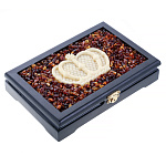 0080840 Янтарь ДОМИНО "Корона" (темн крошка,молоч корона,светл фишки) 21*13,5*4,5см