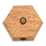 0063218 Нат.дерево ШКАТУЛКА шестигранная с накладкой, карельская береза17*23*7 см