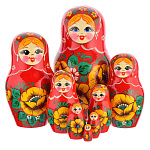 0062140/53-107 МАТРЕШКА "Авторская Красный платок/цветы" 8мест АР №72