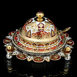  Златоуст ИКОРНИЦА "АЖУРНАЯ" с эмалью (КОРАЛЛОВЫЙ)