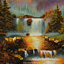 Картина янтарная "Водопад в лесу" 60х80 см, фотография 3. Интернет-магазин ЛАВКА ПОДАРКОВ