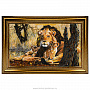 Картина янтарная "Львы" 69х114 см, фотография 1. Интернет-магазин ЛАВКА ПОДАРКОВ