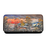 Шкатулка с художественной росписью "Деревенский пейзаж"