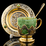 0057154 Златоуст КОФЕЙНЫЙ НАБОР нефритовый на блюдце