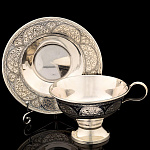 0010997 Серебро 875* ЧАЙНАЯ ПАРА гравировка, чернение серебра в П/У