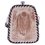 0080863 ФЛЯГА в кожаном чехле 1л 509 (белая кожа) медведь