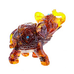 0072461 Янтарь Скульптура Слон средний со стразами темн