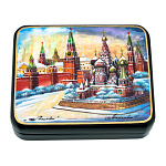 201171 Шкатулка с худ росписью"Храм василия Блаженного"11*9*3 перламутр
