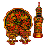 Питейный набор на 6 персон "Ягоды". Хохлома