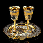 0035345/МЗ-438 Златоуст Набор "ЗАЙЧИК":Блюдо+2рюмки в уп. (эмаль)