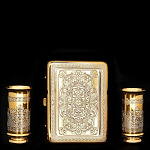 0016157/стопки Златоуст ПОРТСИГАР украшенный СО СТОПКАМИ, позолота, в ПУ (779) 