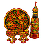 Питейный набор на 6 персон "Ягоды". Хохлома