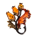 0059721/2208.4 Брошь КОЛОКОЛЬЧИК ТРИО (коньячный)