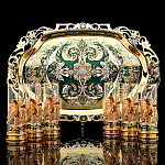 0039310 Златоуст НАБОР ВОДОЧНЫЙ "ГРАНАТОВЫЙ" 6п/7пр в П/У