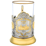 0069119 Подстаканник никель "Курский вокзал" серебрение/золочение ПСО2302