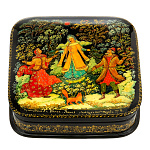 0060959/11*11см  Лаковая миниатюра Палех ШКАТУЛКА "Снегурочка" Седова