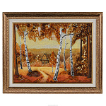 Янтарная картина "Домик на опушке" 37х47 см
