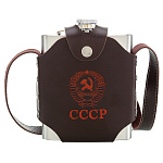 0016755-Б Сувенир ФЛЯГА В ФУТЛЯРЕ "СССР" (кожзам)