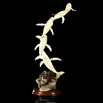 Скульптура "Семья китов" из зуба кашалота